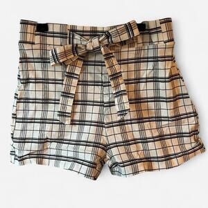Adorable Preppy Papaya Plaid Shorts With Tie Waistband (Size Med)